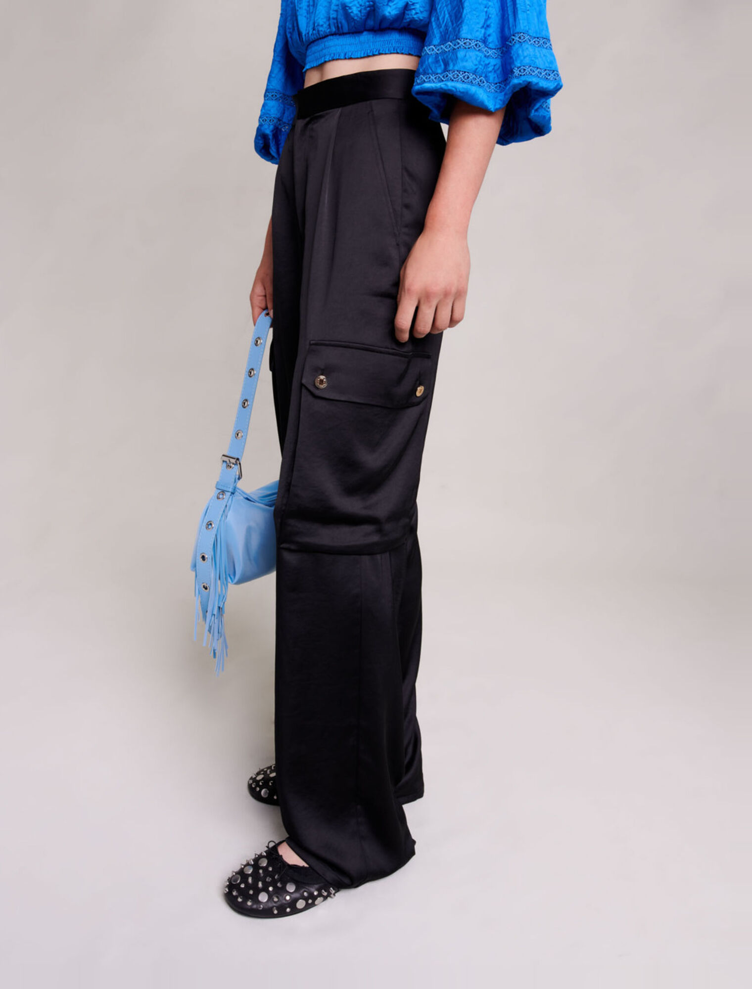 Pantalón cargo satinado