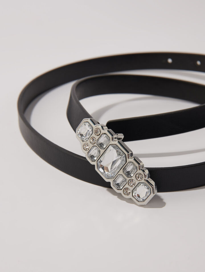 Cinturón fino con strass