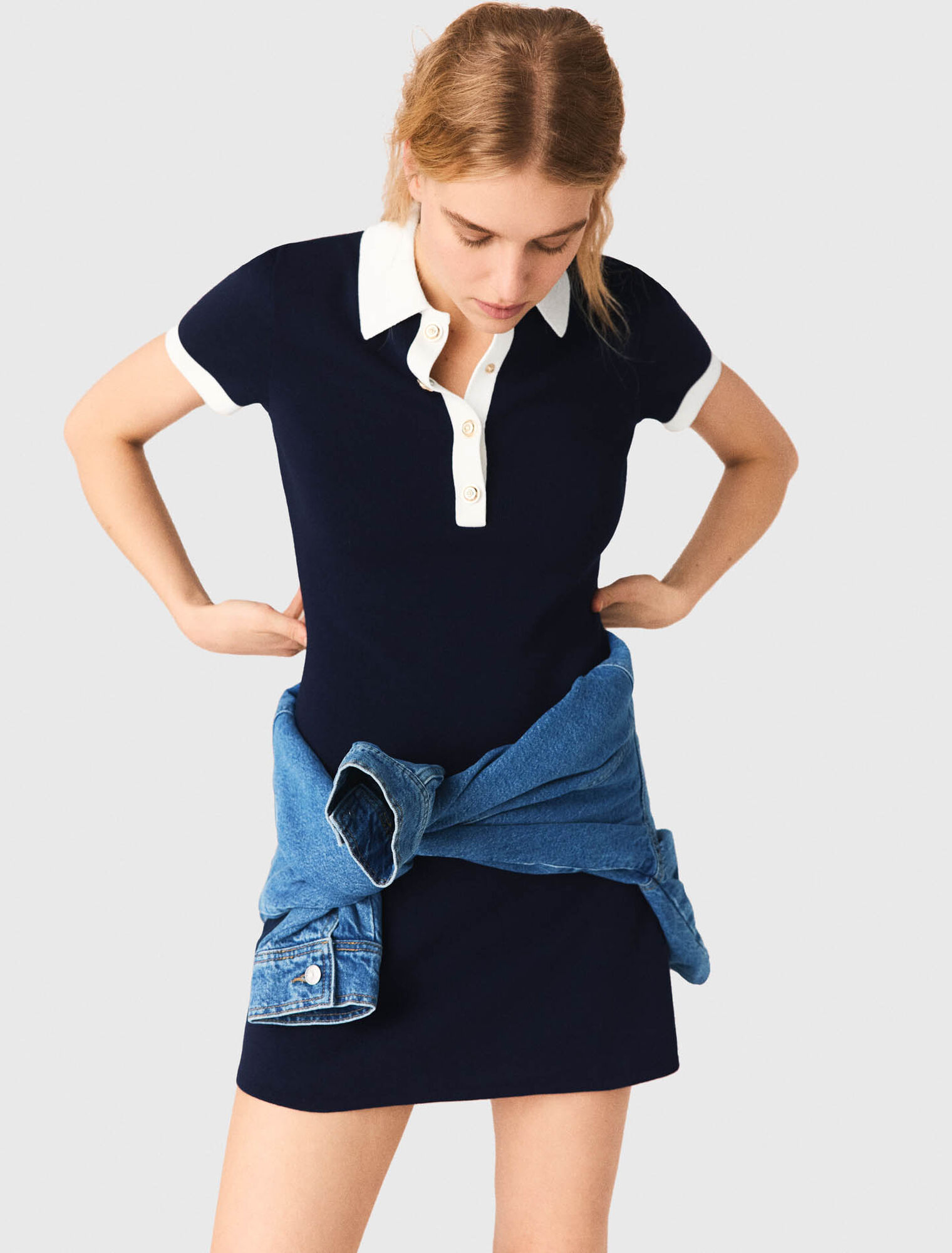 Vestido polo con acabados contraste