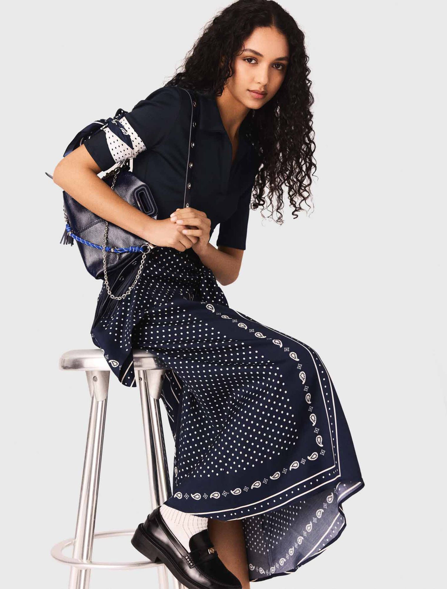 Vestido bimateria estampado