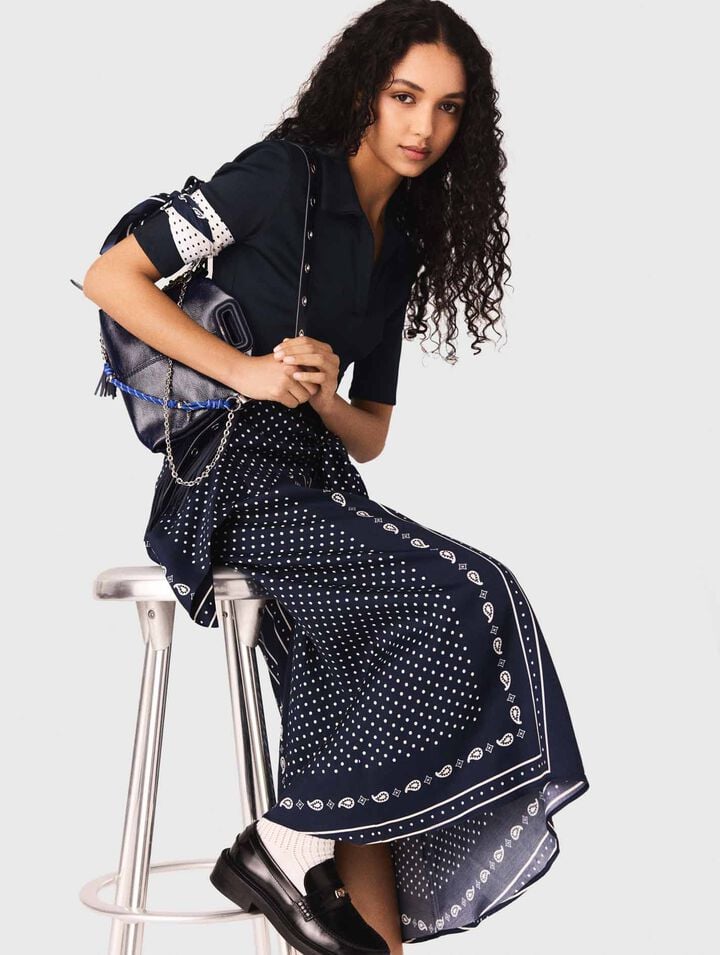 Vestido bimateria estampado