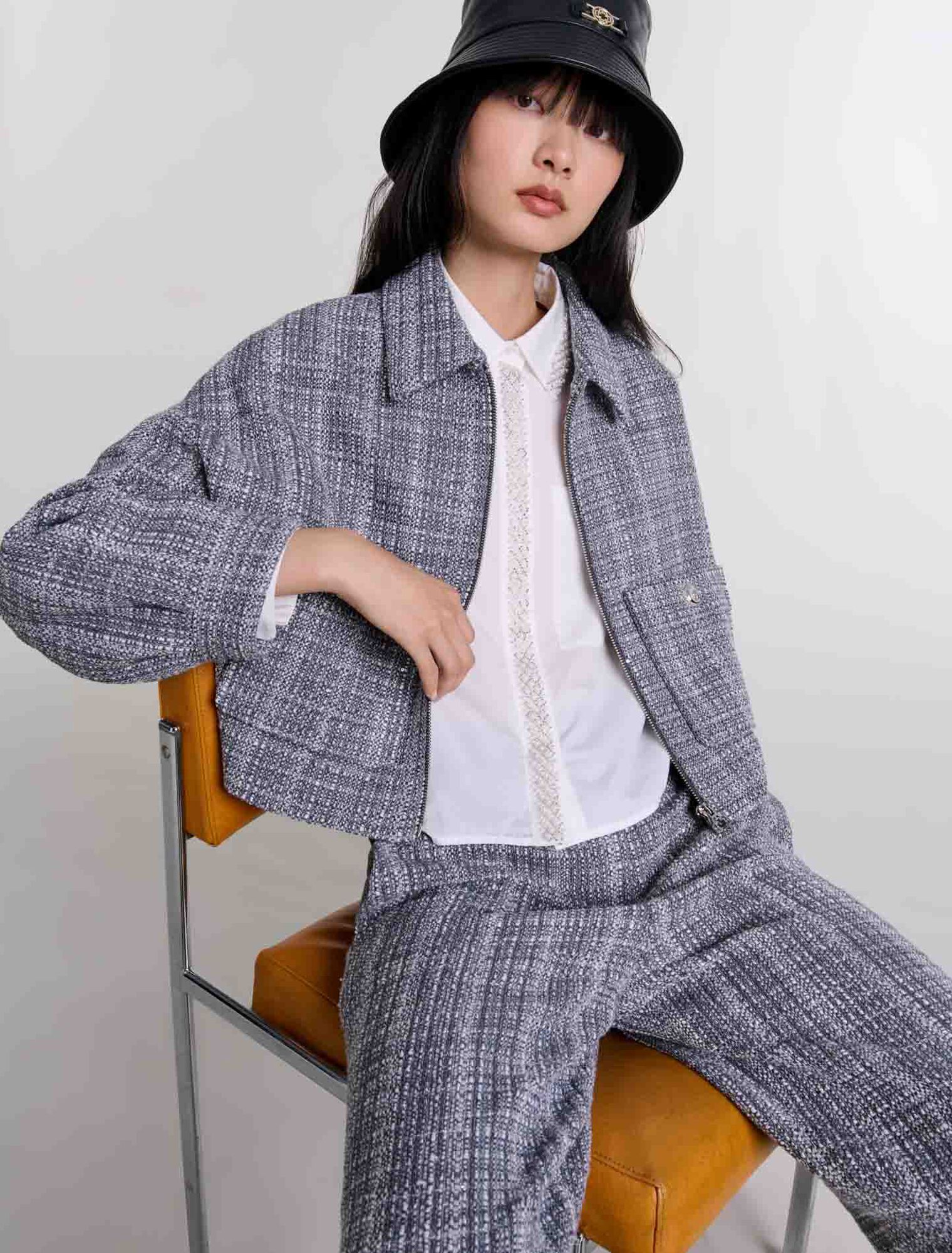 Cazadora corta de tweed