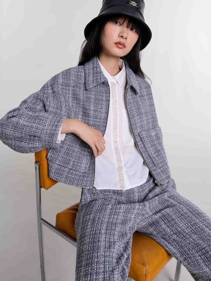 Cazadora corta de tweed