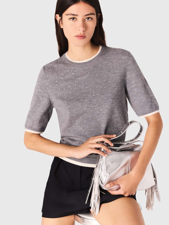 Jersey 100% lana con strass