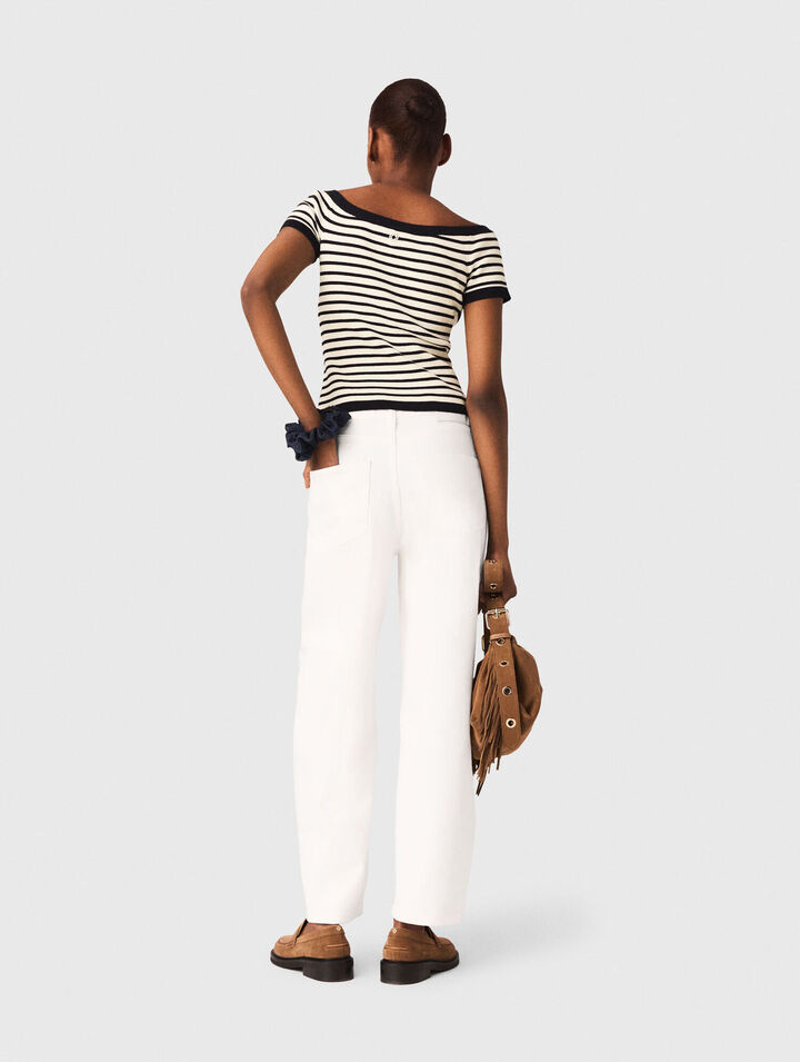 Top de punto de canal&eacute; cuello barco