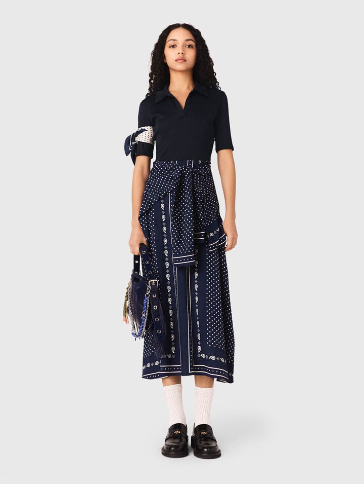 Vestido bimateria estampado