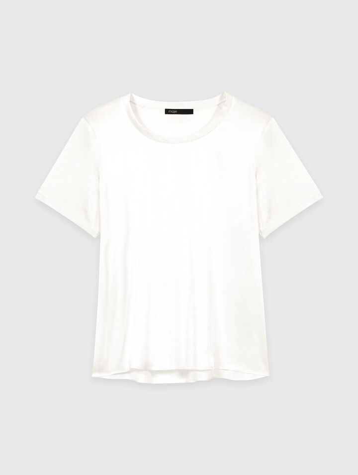 Top de manga corta de seda