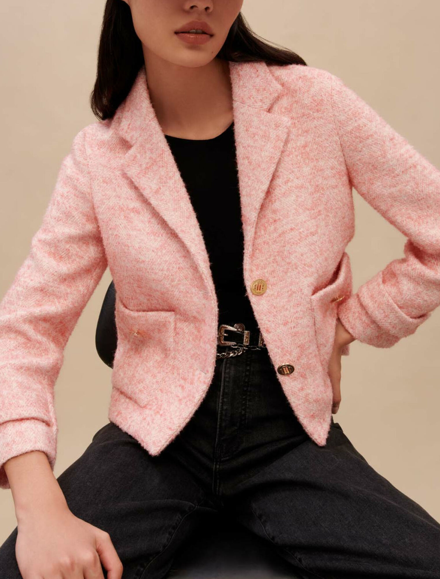 Chaqueta de traje rosa