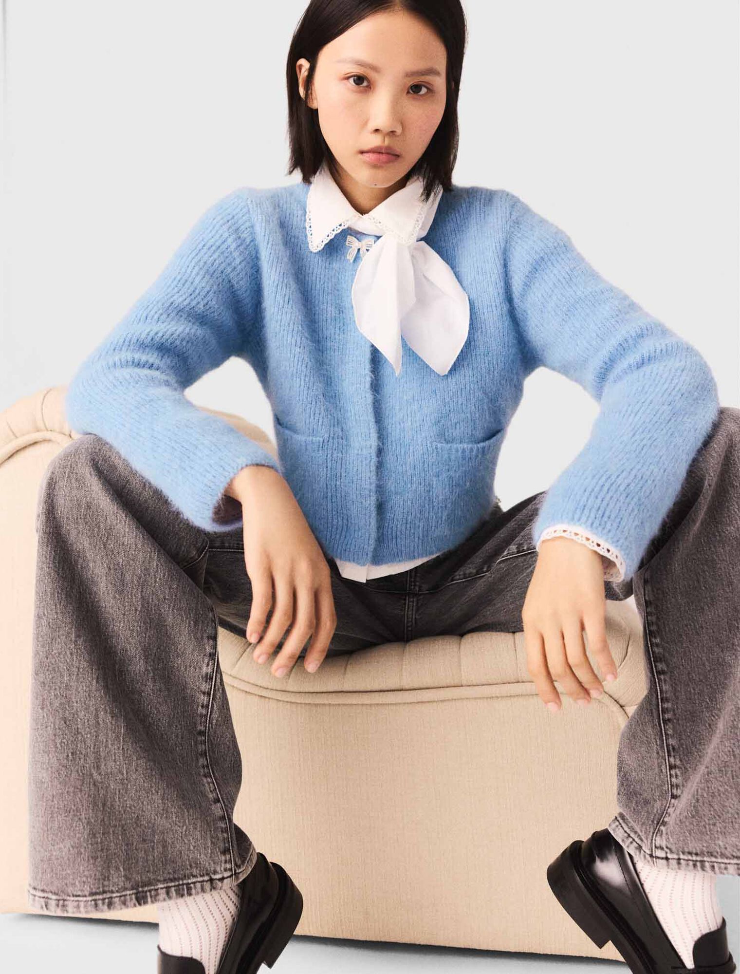 Cárdigan con lazo joya