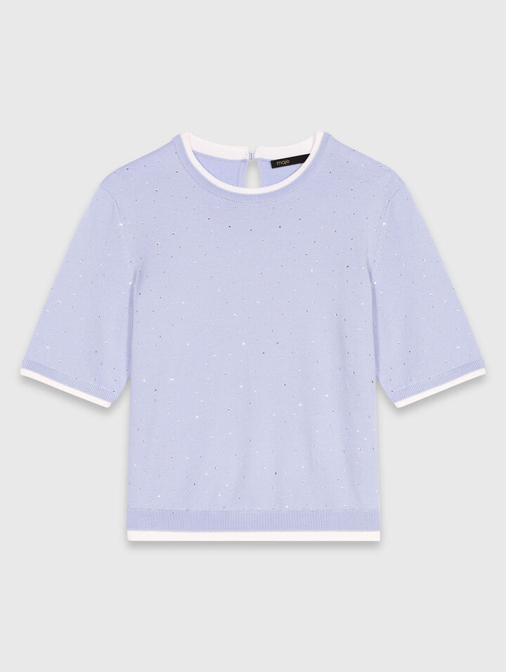 Jersey 100% lana con strass