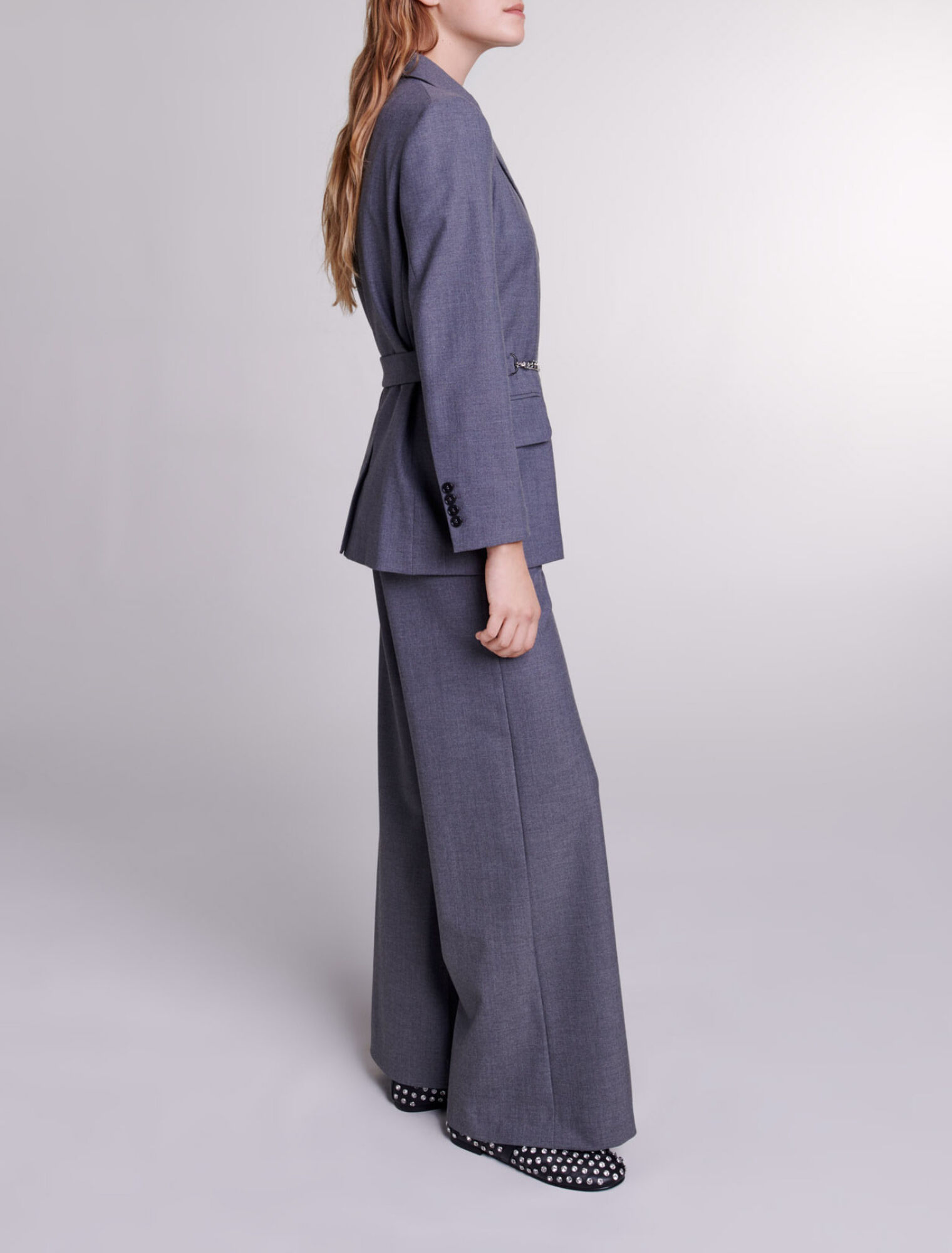 Chaqueta de traje con cinturón