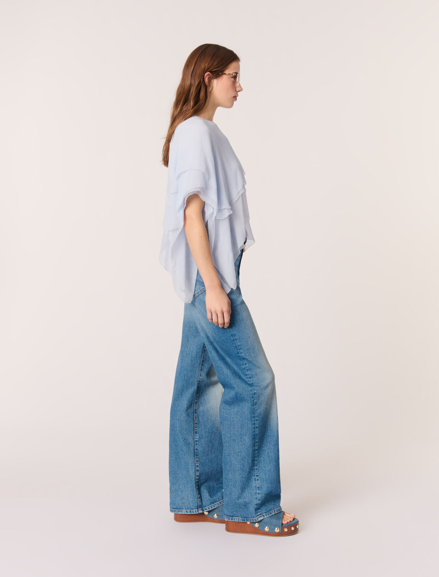 Top de muselina con volantes