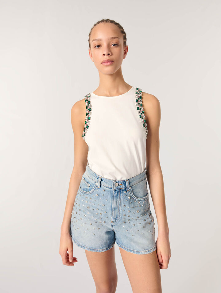Camiseta de tirantes con strass