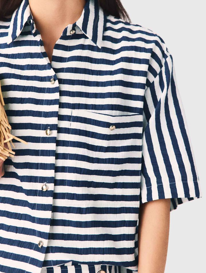 Camisa corta de lino mezcla