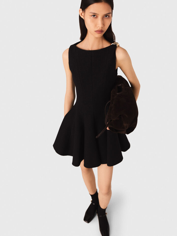 Vestido corto acampanado de tweed