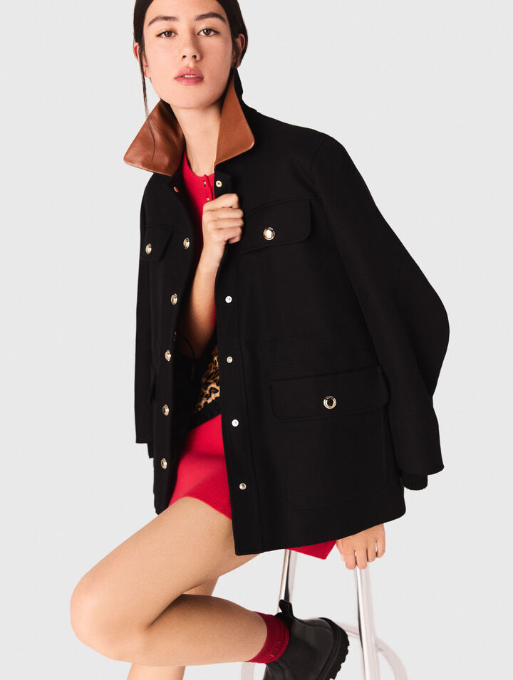 Parka cuello piel