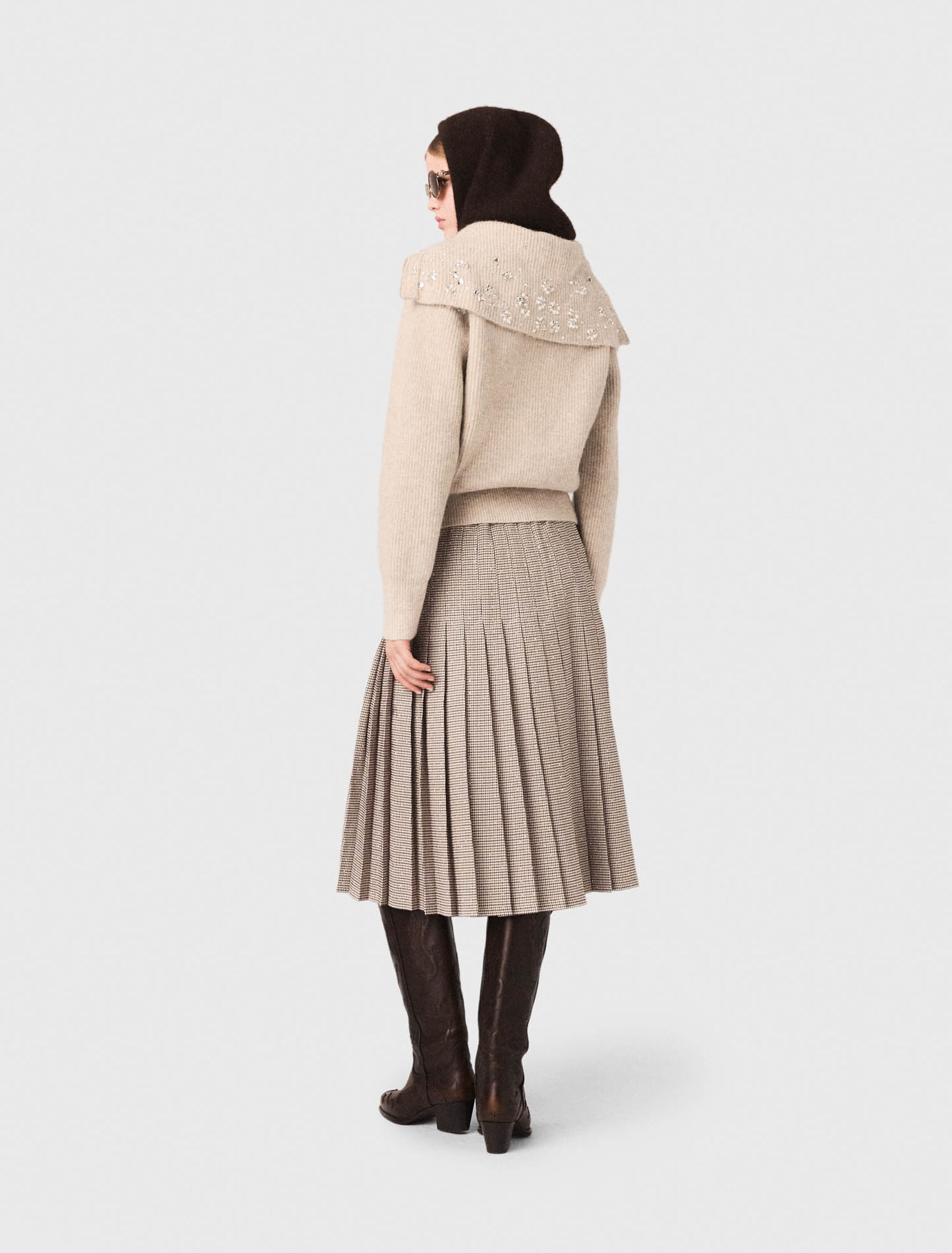 Pull strassé avec col demi-zip 
