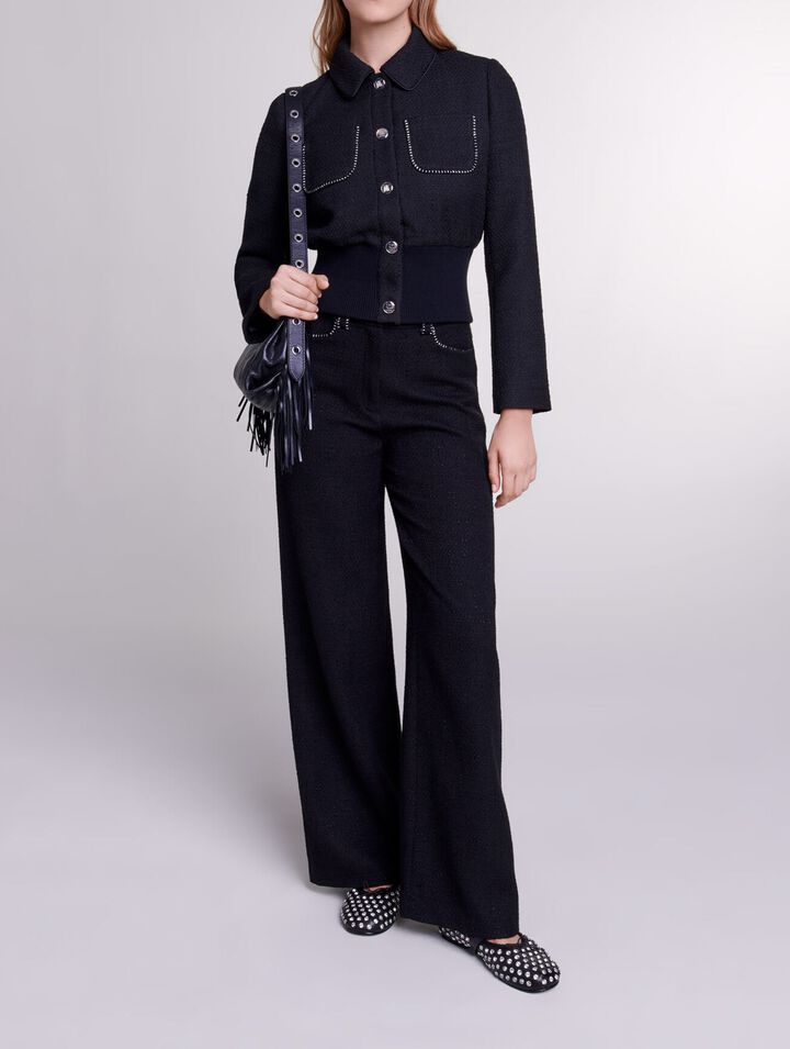 Pantalón ancho de tweed