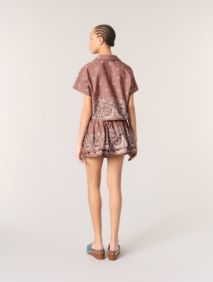 Camisa corta estampada con strass