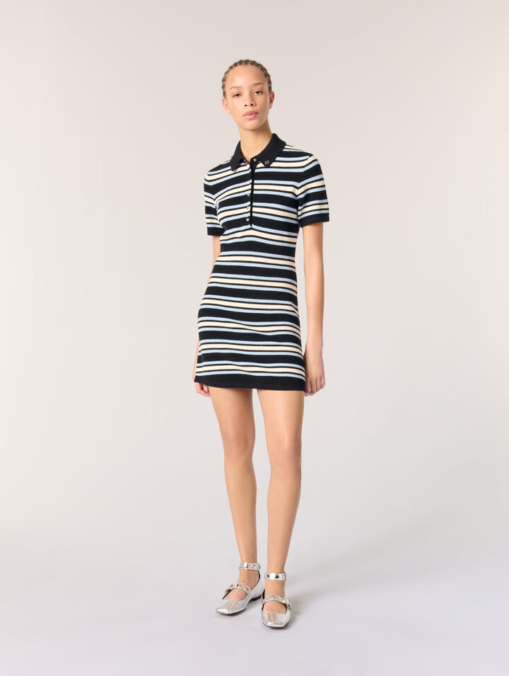 Vestido polo de punto a rayas