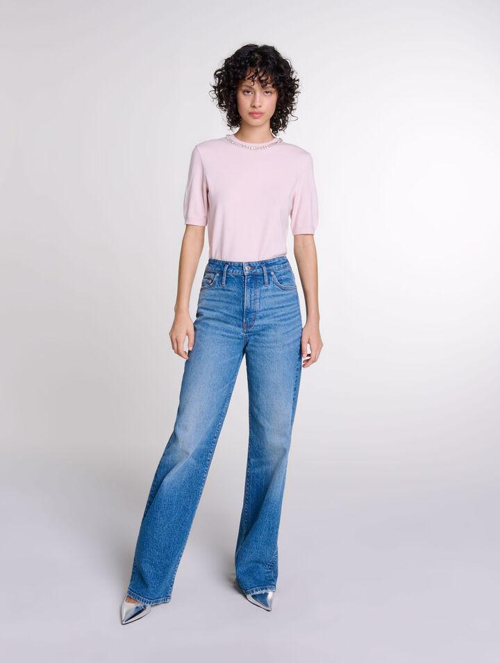 Jersey corto de punto con strass