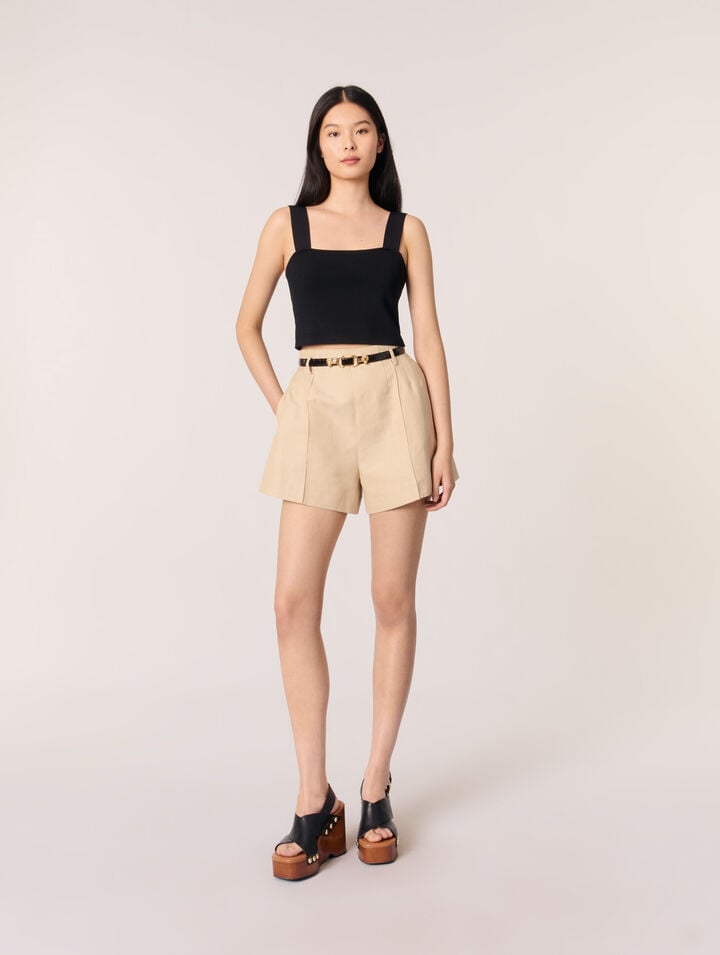 Crop top de punto con tirantes