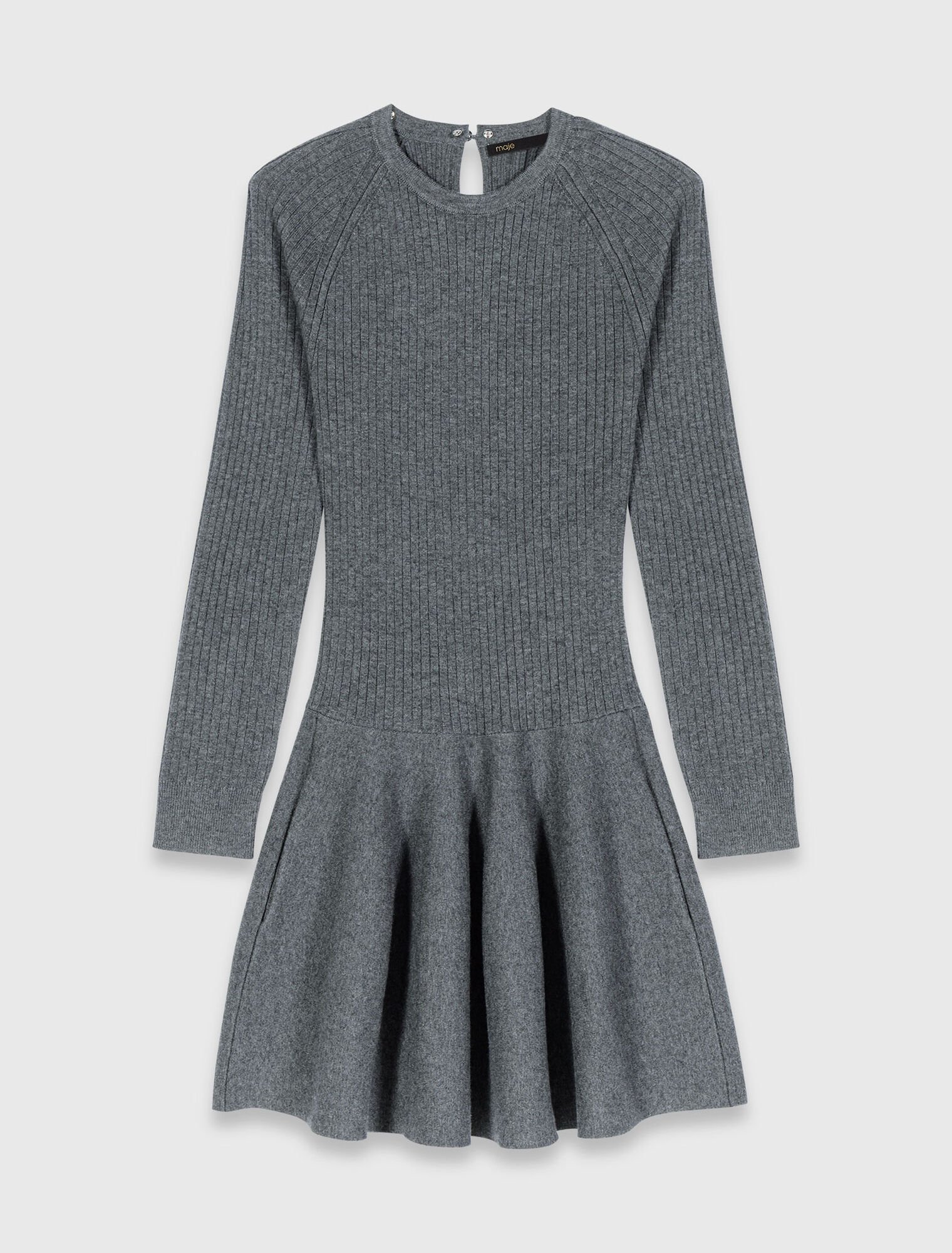 Vestido corto punto cuello perlado