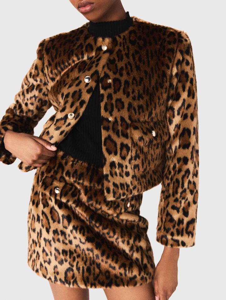 Chaqueta de piel sintética leopardo