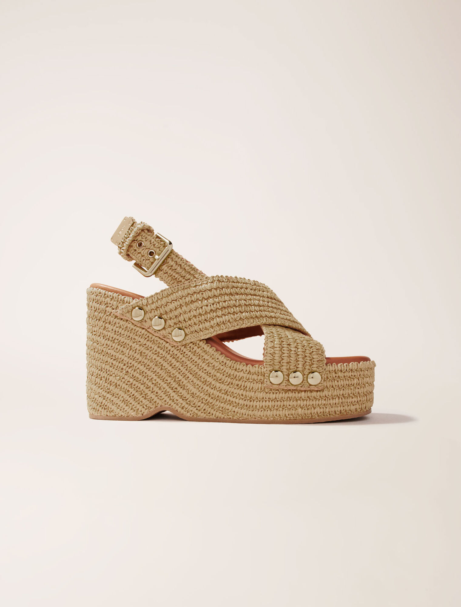 Sandalias de cuña efecto rafia