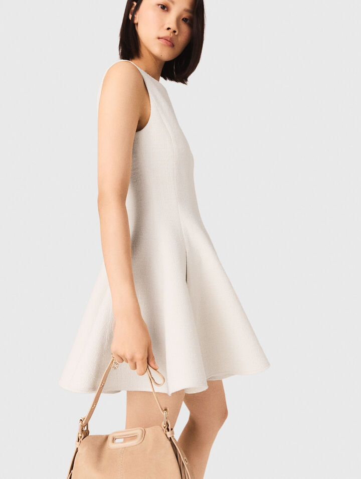 Vestido corto acampanado de tweed