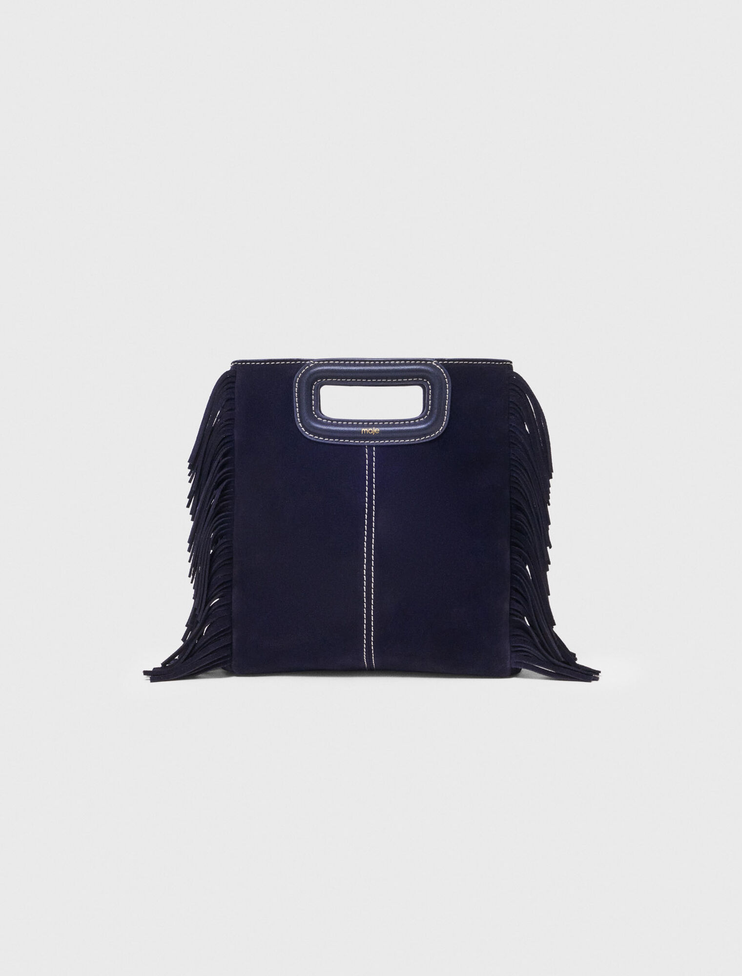 Bolso M de ante pespunteado