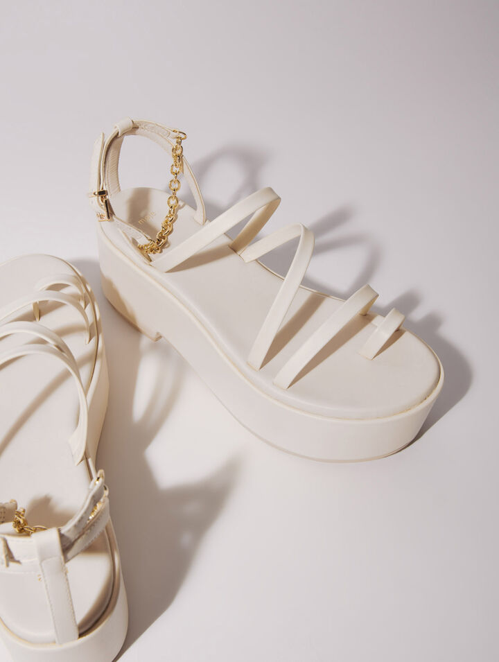 Sandalias de cuña de piel