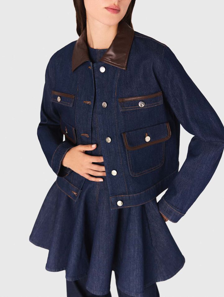 Chaqueta de denim y cuello de piel