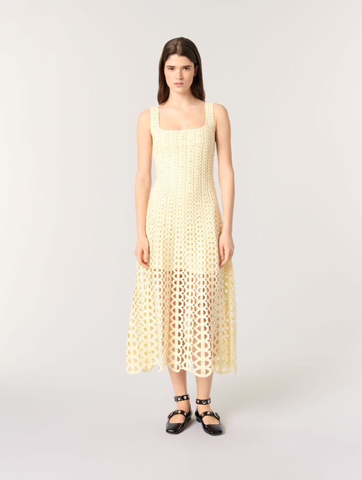 Vestido midi de ganchillo y strass