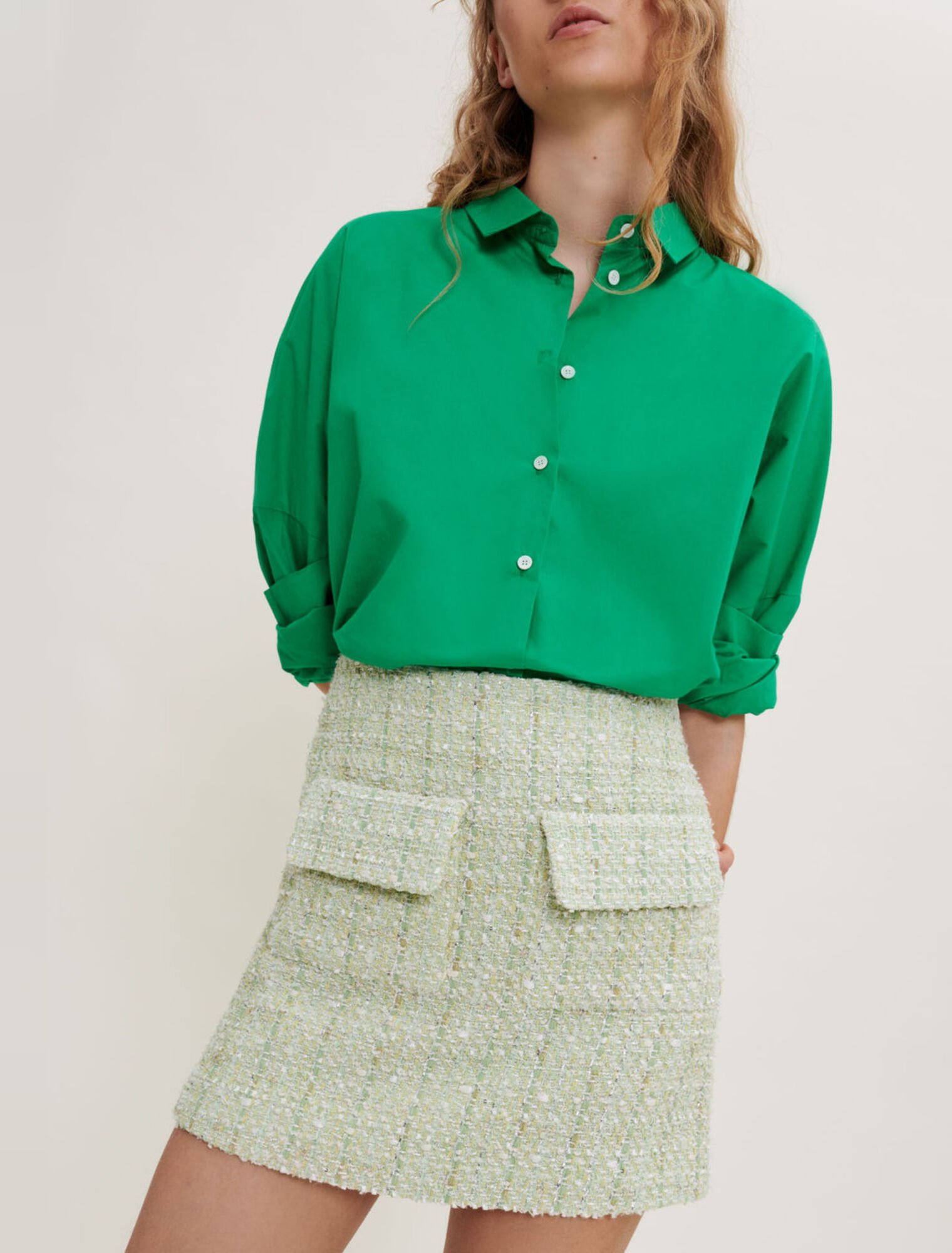 Falda de tweed brillante