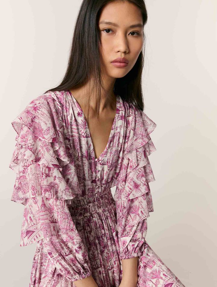 Vestido estampado con volantes