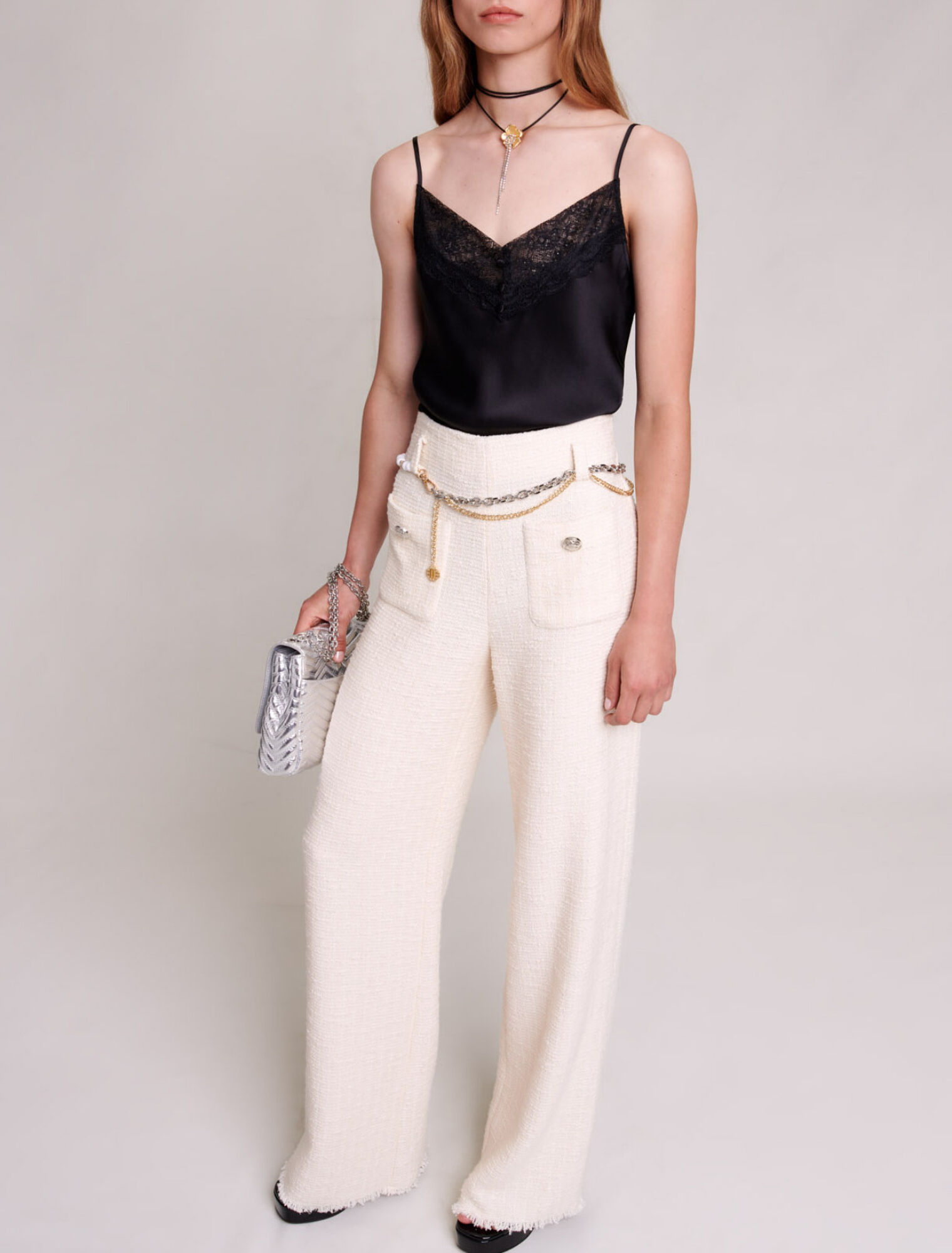 Pantalón holgado de tweed