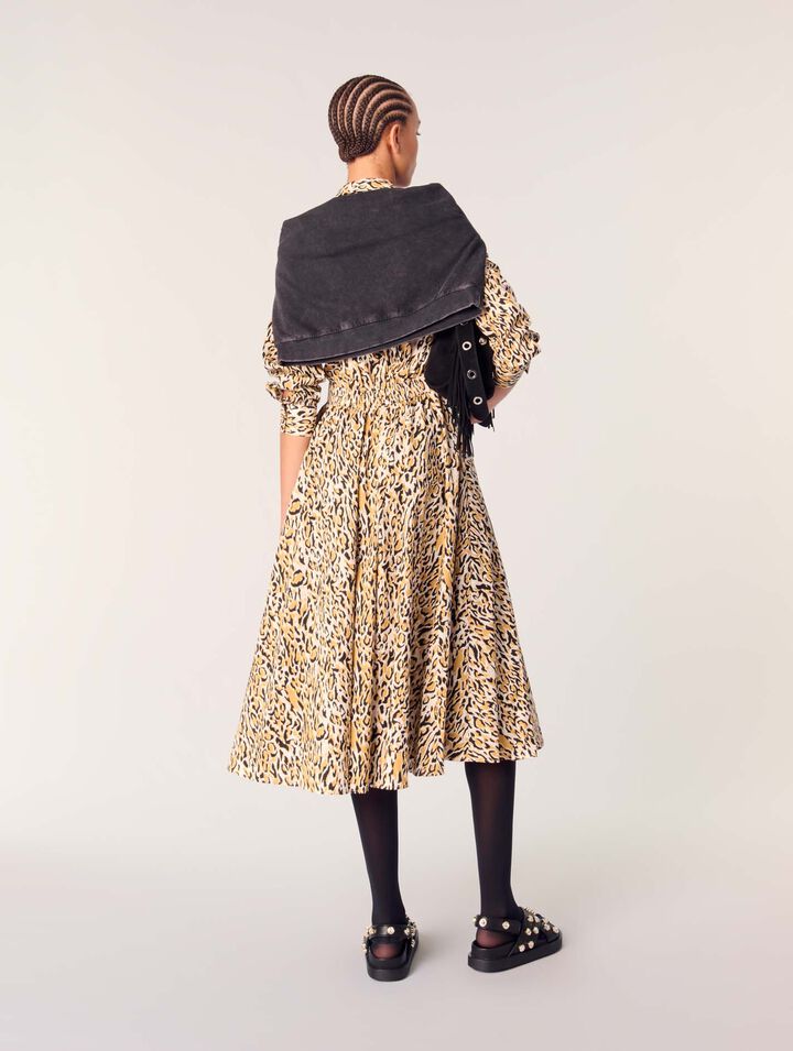 Vestido midi estampado de leopardo