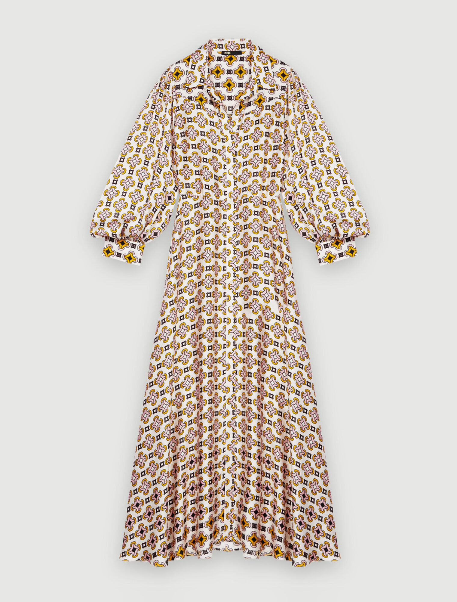 Vestido camisero de satén estampado