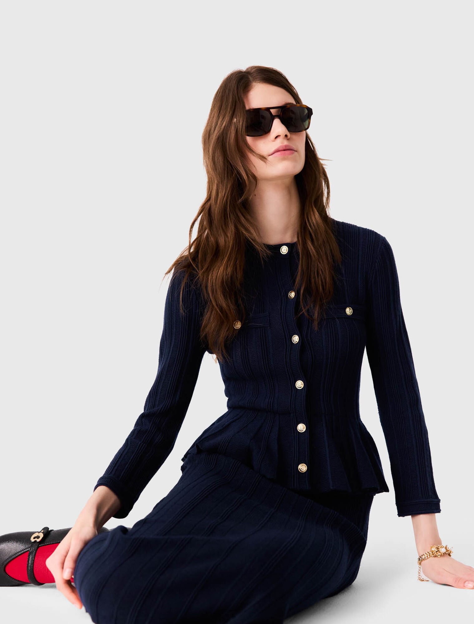 Vestido de punto con peplum