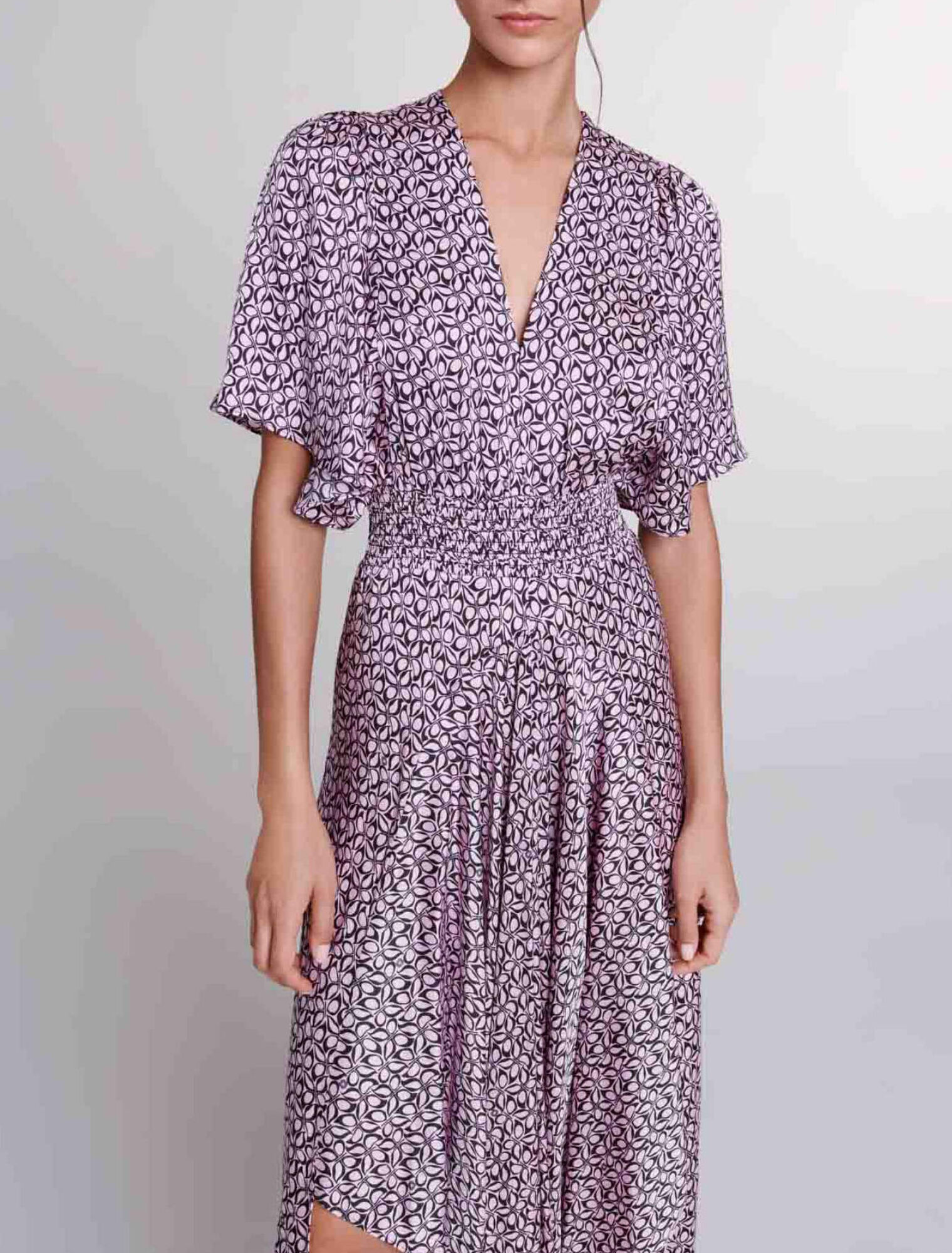 Vestido largo satinado estampado