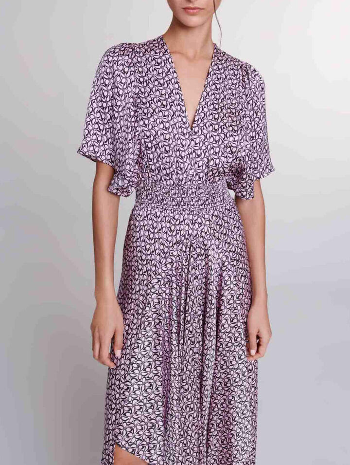 Vestido largo satinado estampado