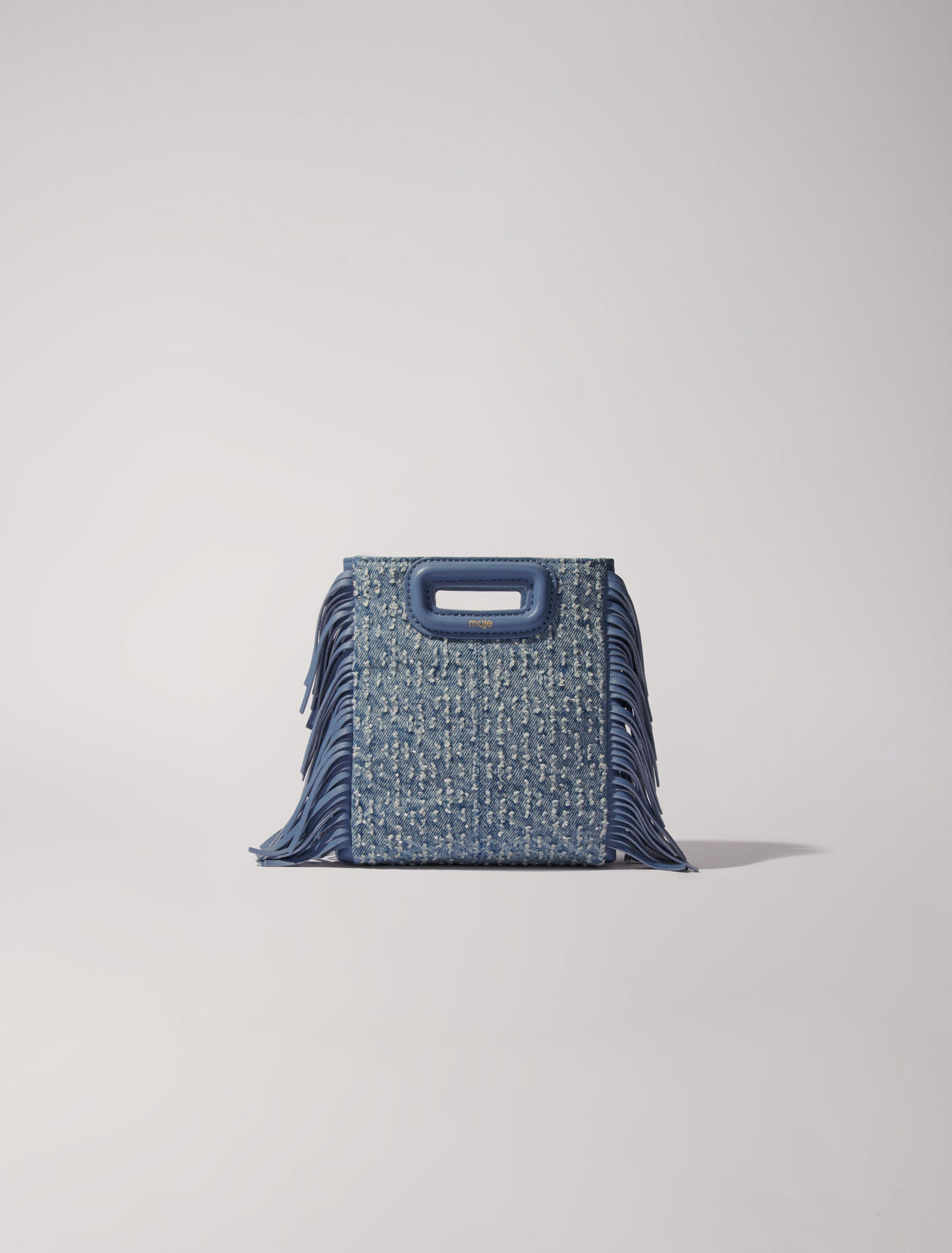 Bolso M mini de tela denim y estrás