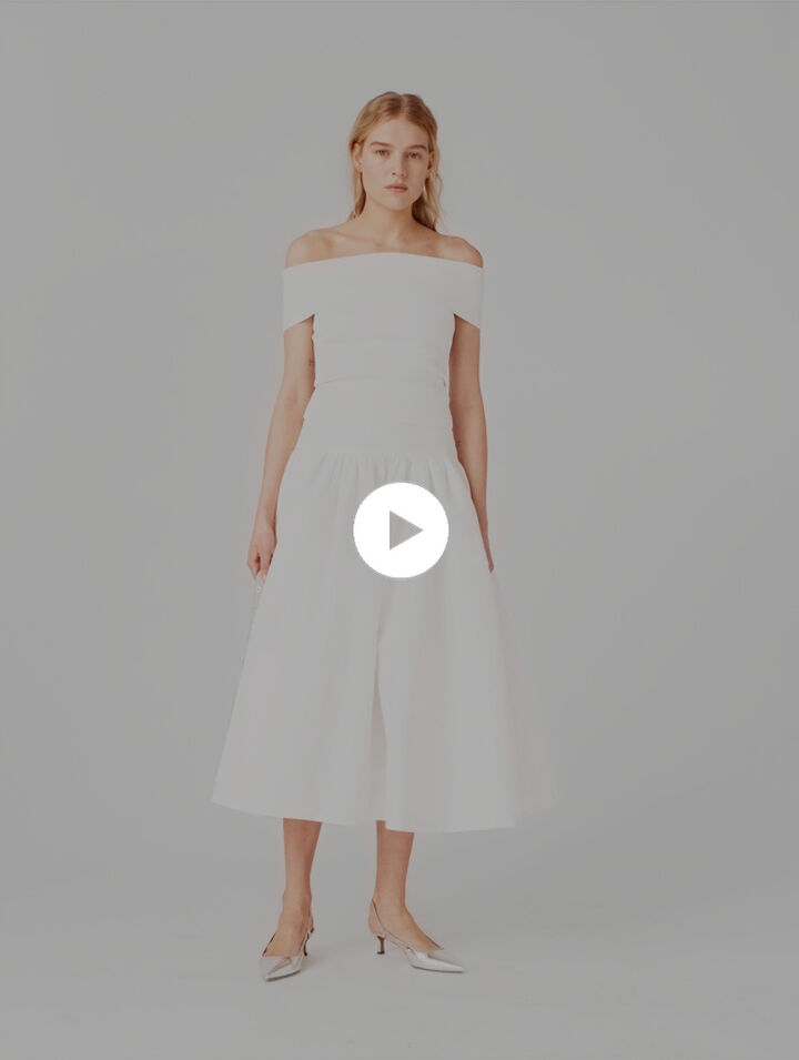 Top de punto de canal&eacute; cuello Bardot