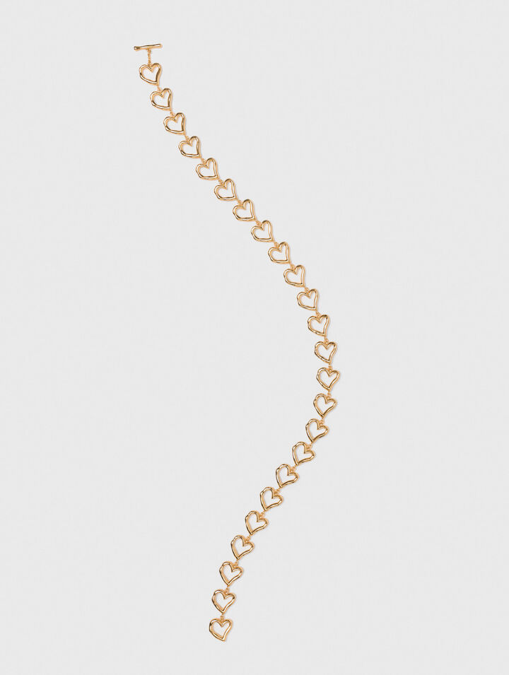 Collar corazón de latón dorado