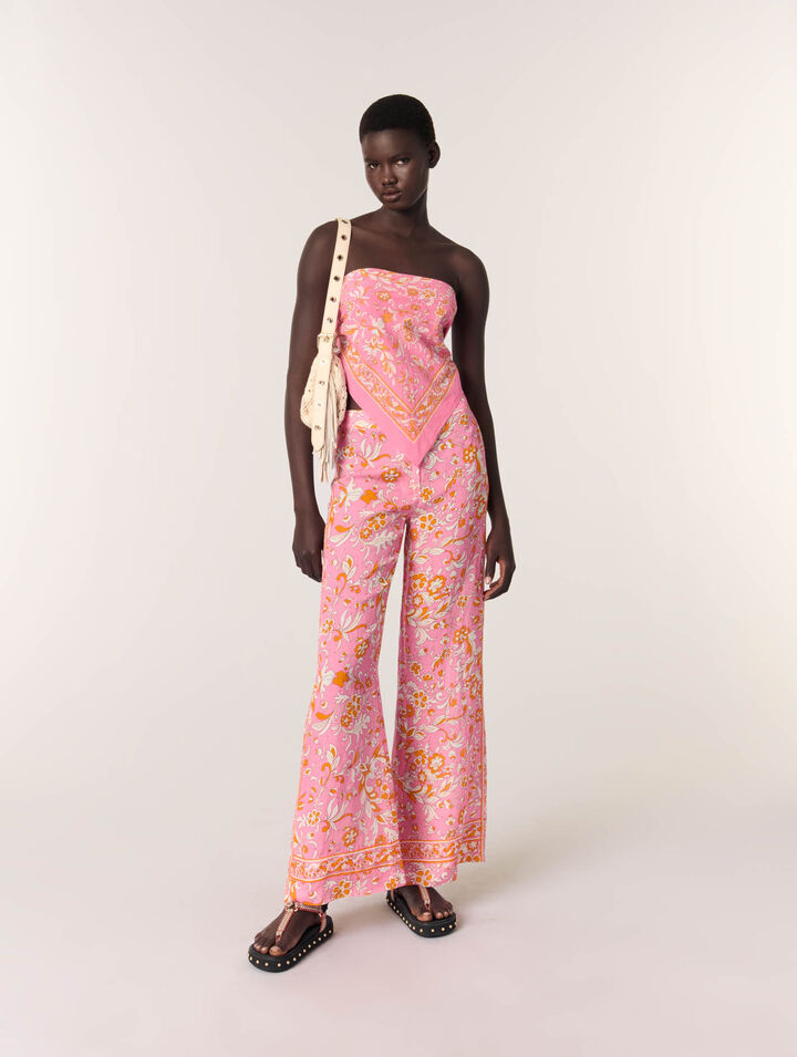 Pantalón de lino estampado