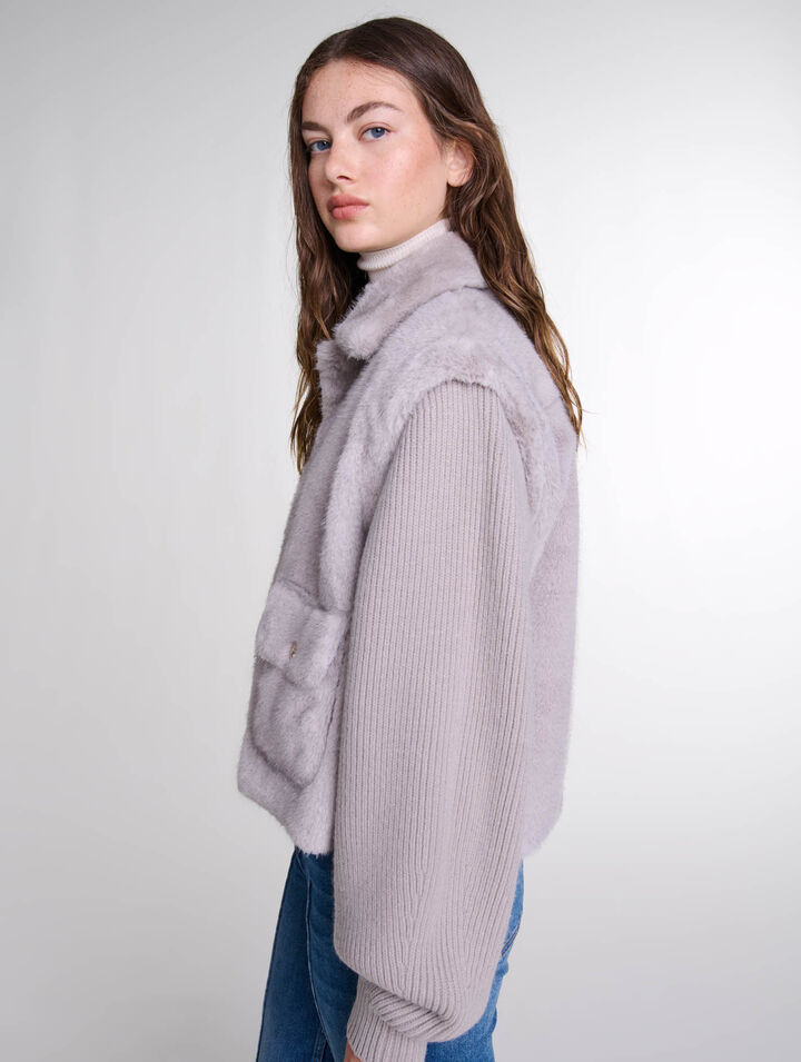 Chaqueta pelo sintético bimaterial