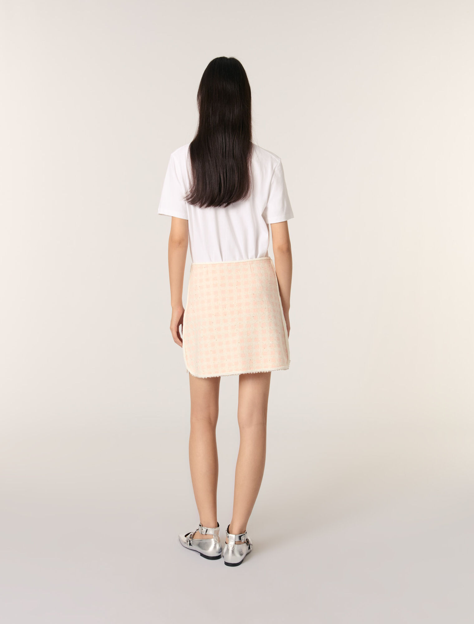 Falda corta de punto efecto tweed