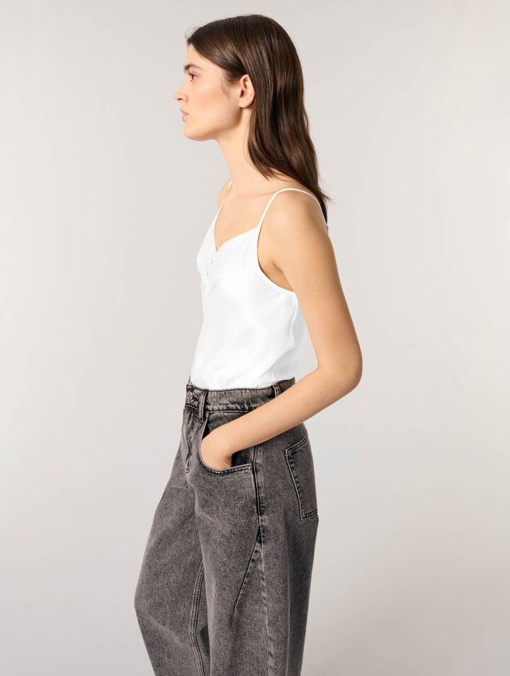 	Blusa de raso de seda y encaje