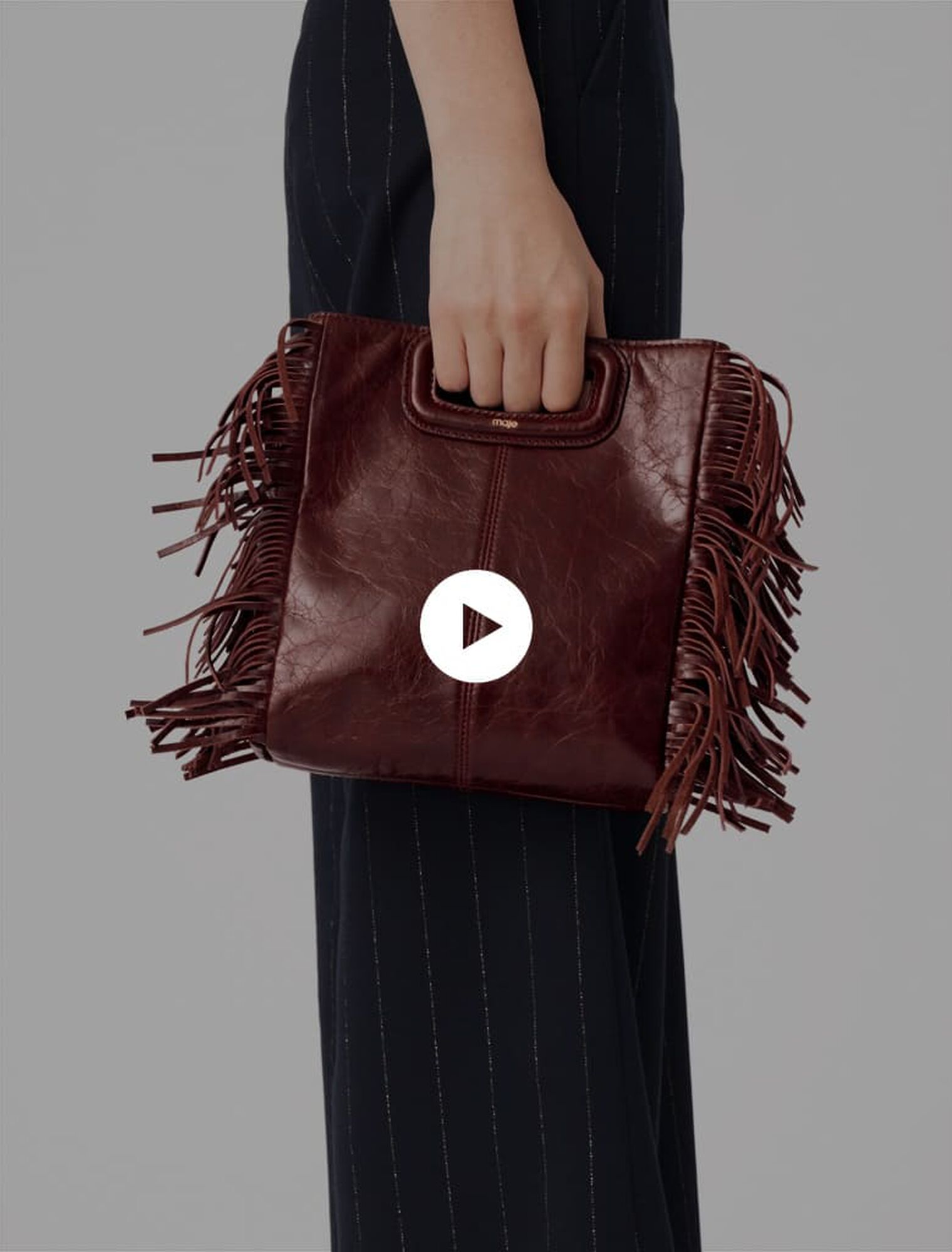 Bolso M de cuero agrietado